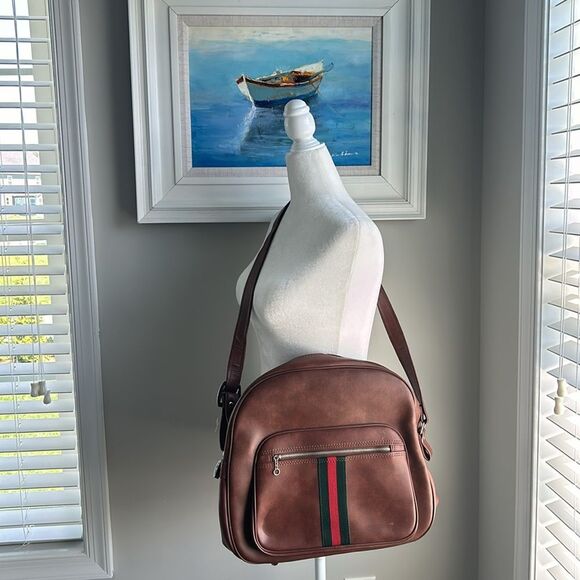 Vintage Interpur Designer Collection Brown Zipper Tote Shoulder Travel Bag - Picture 2 of 16